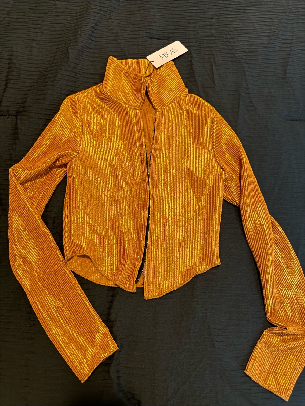 Gold Ribbed Velvet Zip Jacket